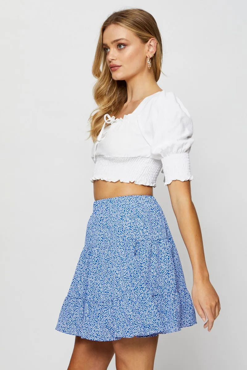 Comfort Fit Style Moment Print Flare Skirt Mini High Rise