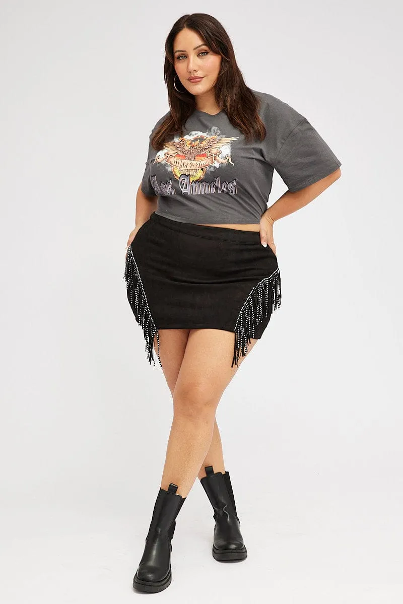 Lightwear Look Evening Outing Black Fringe Festival Mini Skirt
