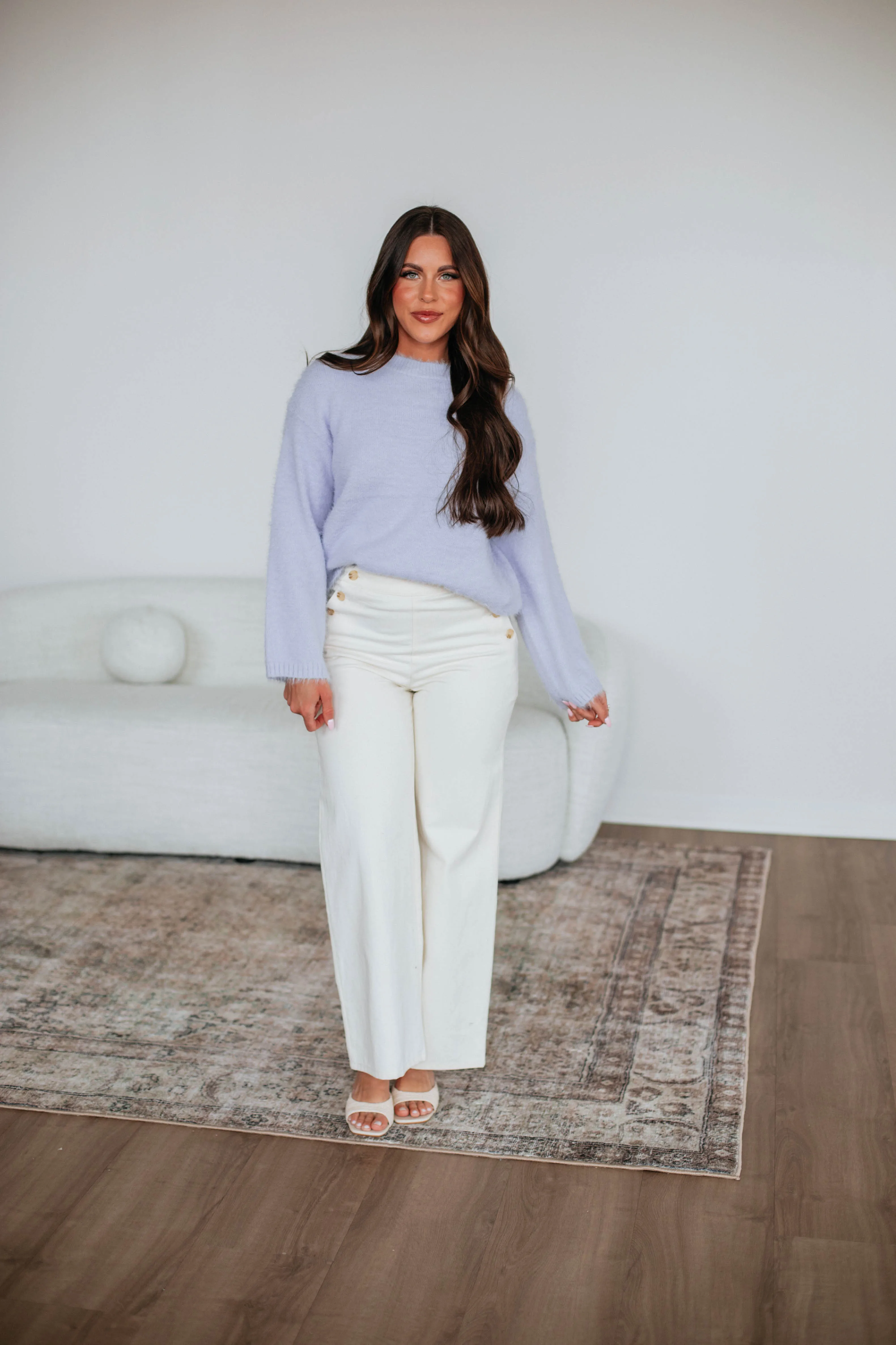 Winter Cozy Fray Resistant Edges Everly Sweater - Lavender