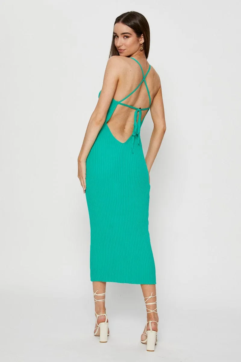 Chic Fit Smart Design Green Knit Dress Bodycon