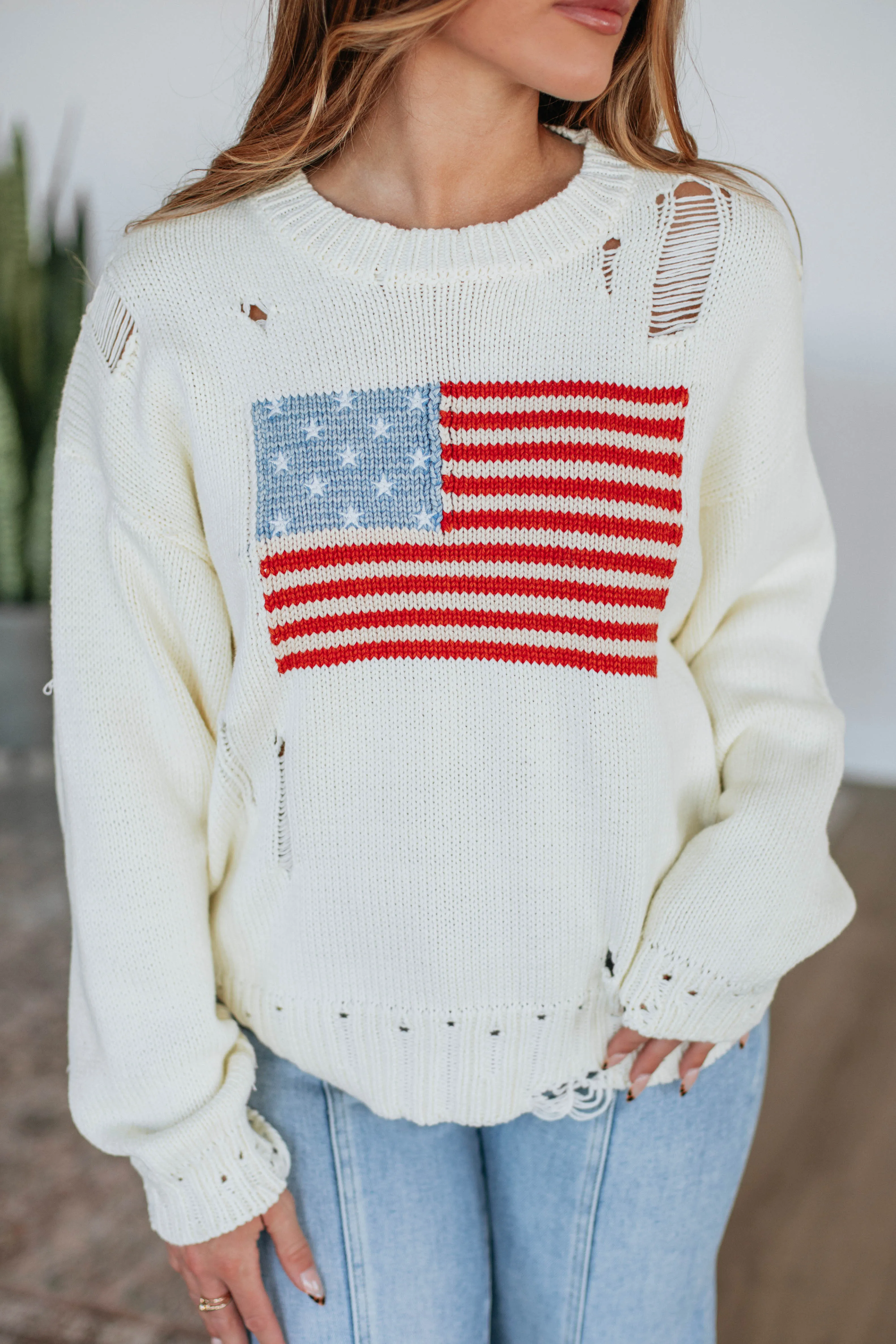 American Dreamin' Sweater - Cream Effortless Layering