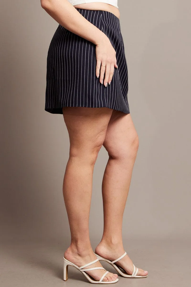 Ankle length Chill Vibe Blue Stripe Pinstripe Mini Skirt