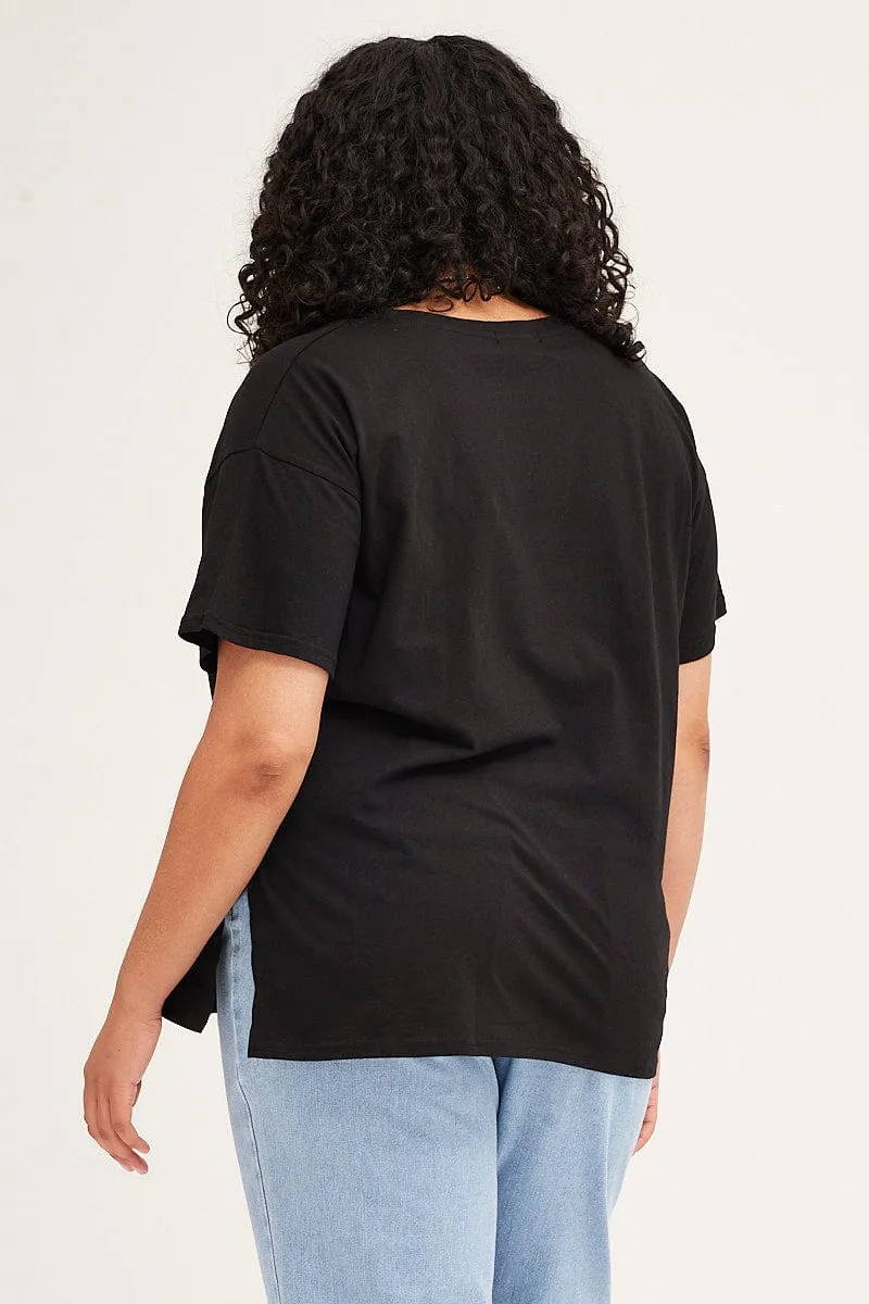 Micro Perforated Fabric Comfortable Fit Wear Black Short Sleeve Arizona Oversized T-shirt