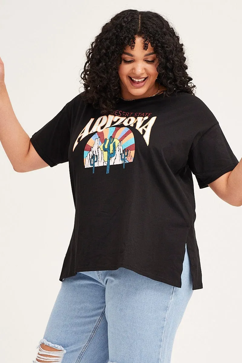 Stylish and Relaxed LowImpact Manufacturing Black Short Sleeve Arizona Oversized T-shirt