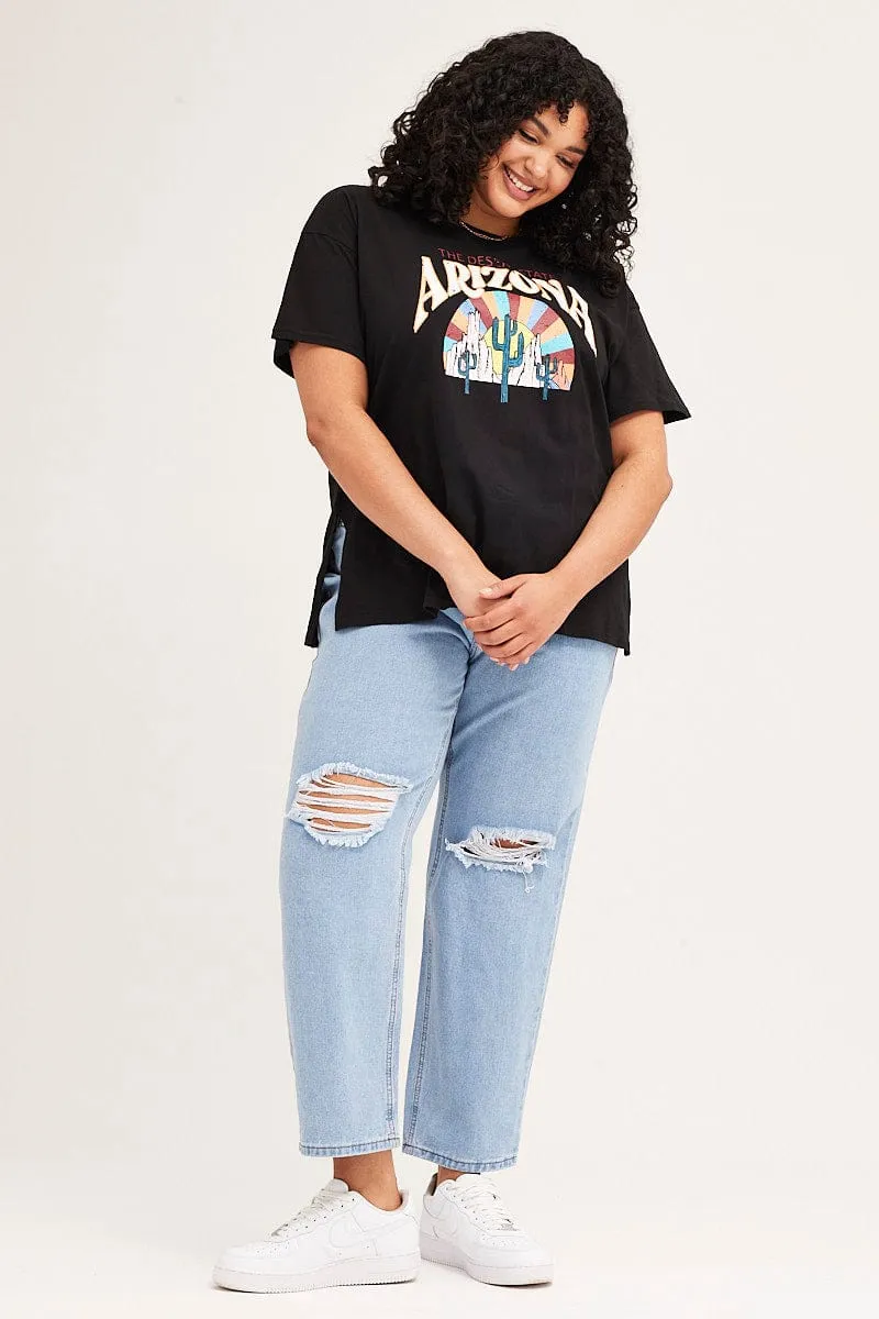 Black Short Sleeve Arizona Oversized T-shirt UV Protection Fabric