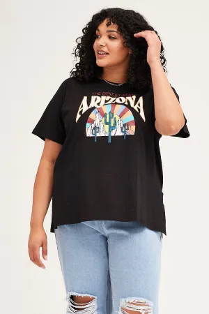Black Short Sleeve Arizona Oversized T-shirt Relaxed Armhole Cut Essential Look
