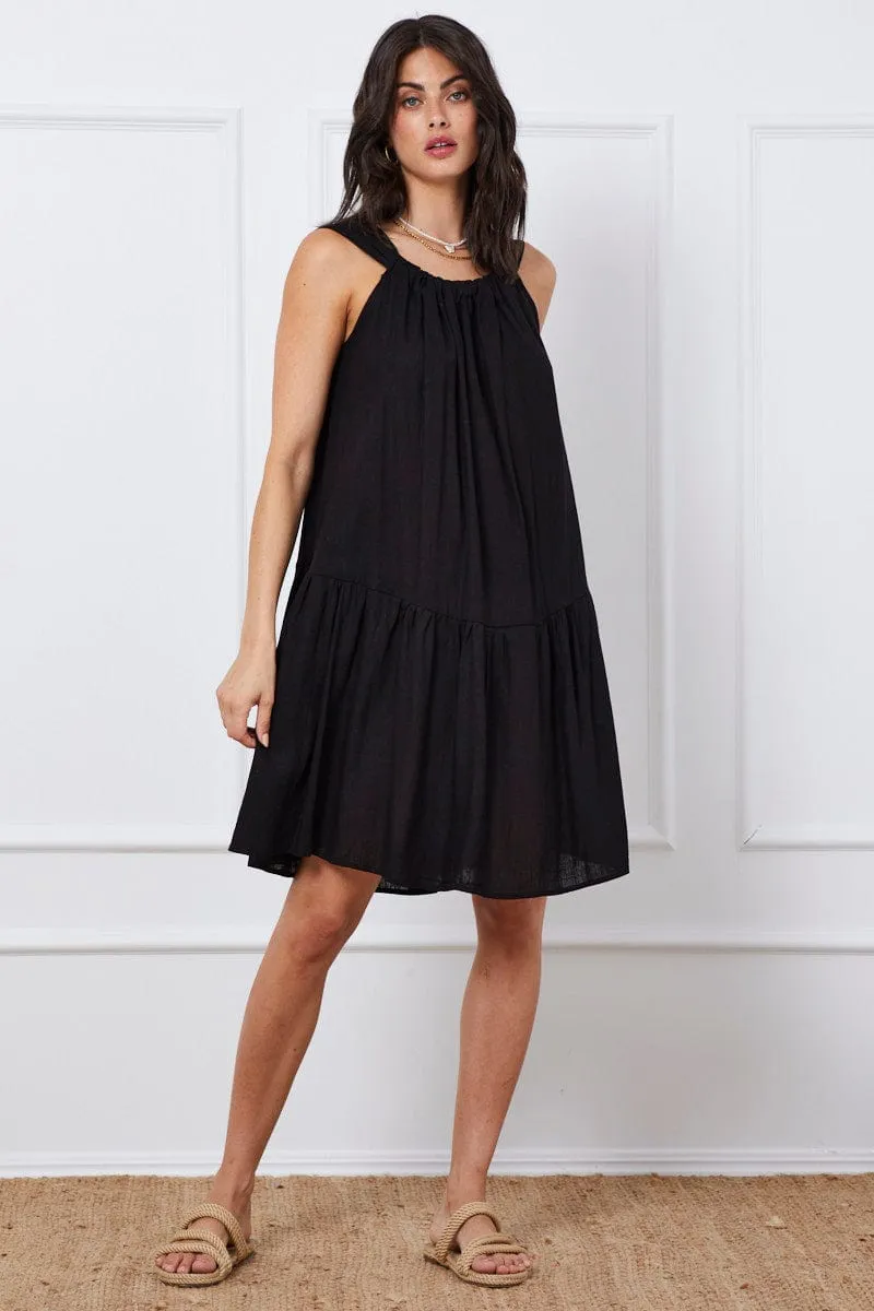 Black Mini Dress Sleeveless Fresh Look Trendy weekend dress