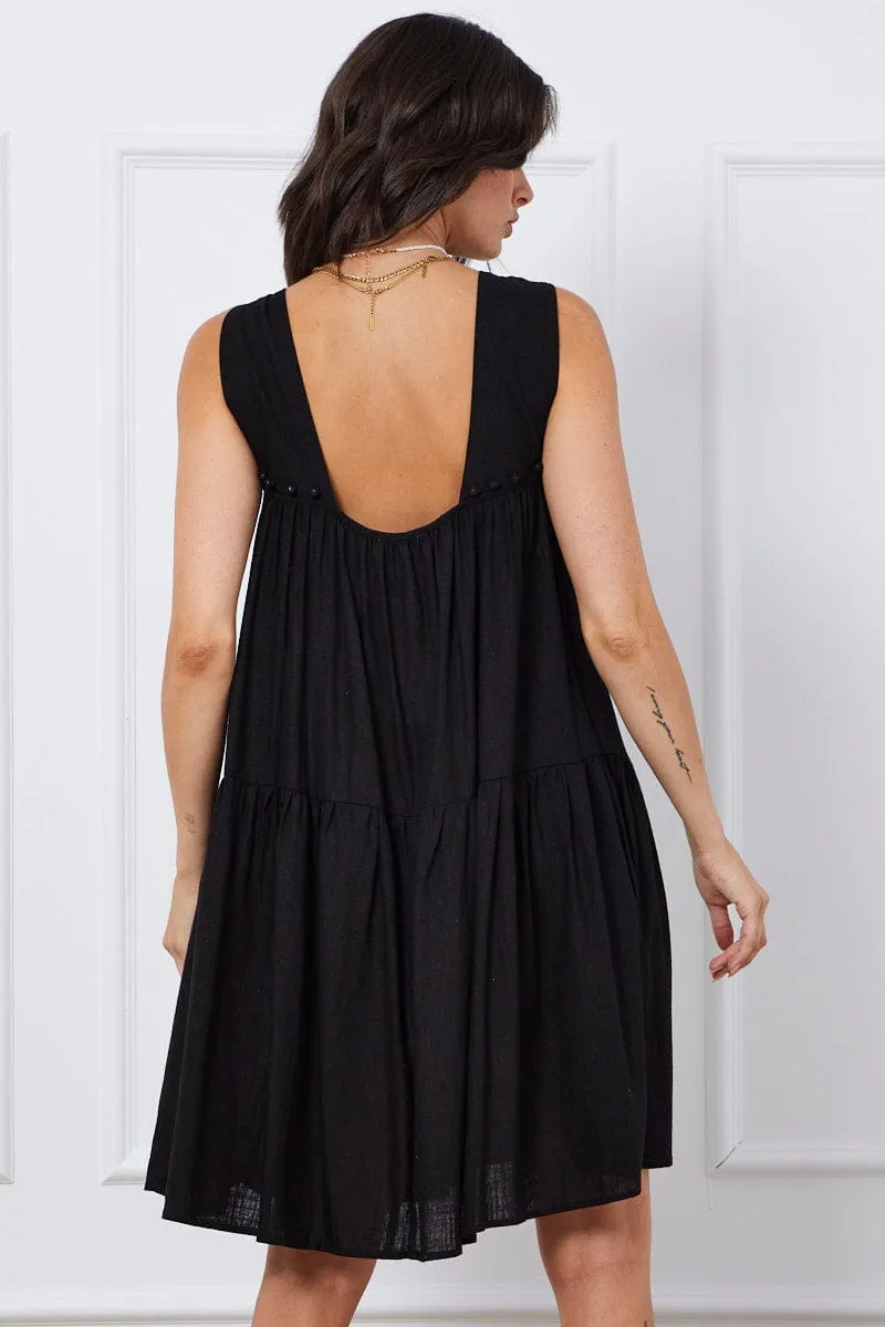 Vibrant patterned mini Coquette Feel Black Mini Dress Sleeveless