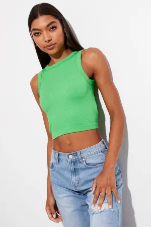 Green Seamless Rib Tank Top Resort Mood