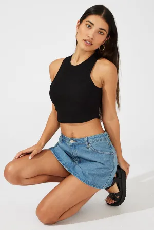Craft Soul Desert Heat Black Crop Tank Top Crew neck