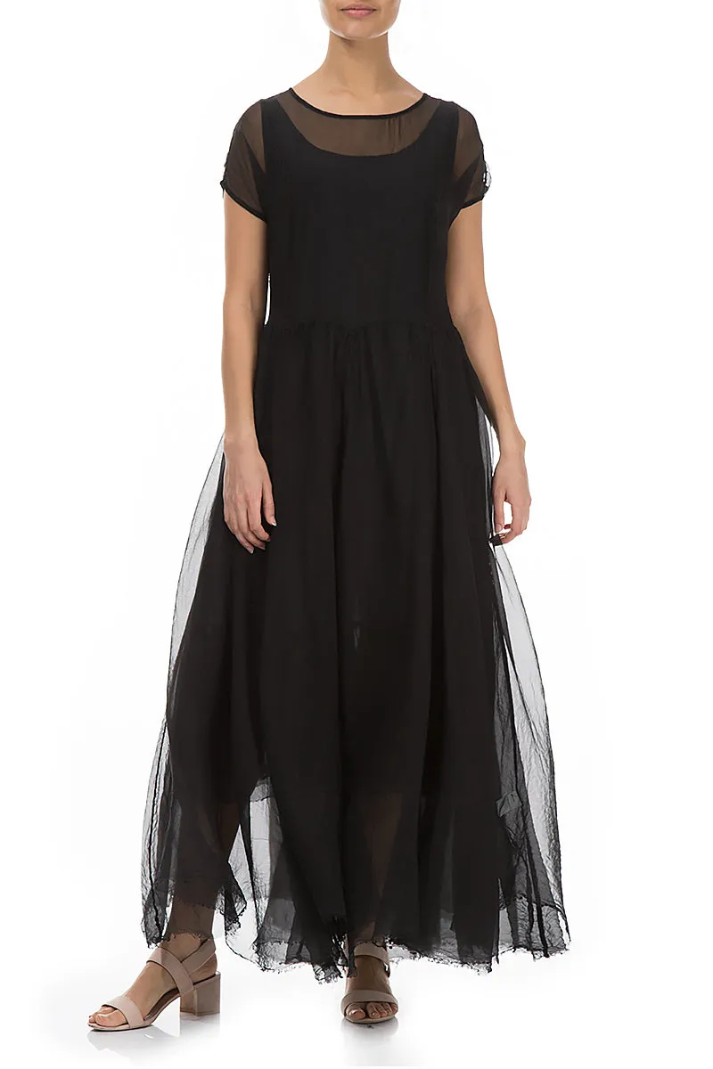 Flowy Black Silk Chiffon Dress City Beat
