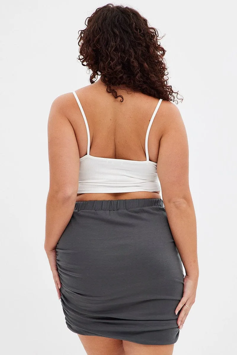 Easy Fit Grey Bodycon Skirt Mini Ruched
