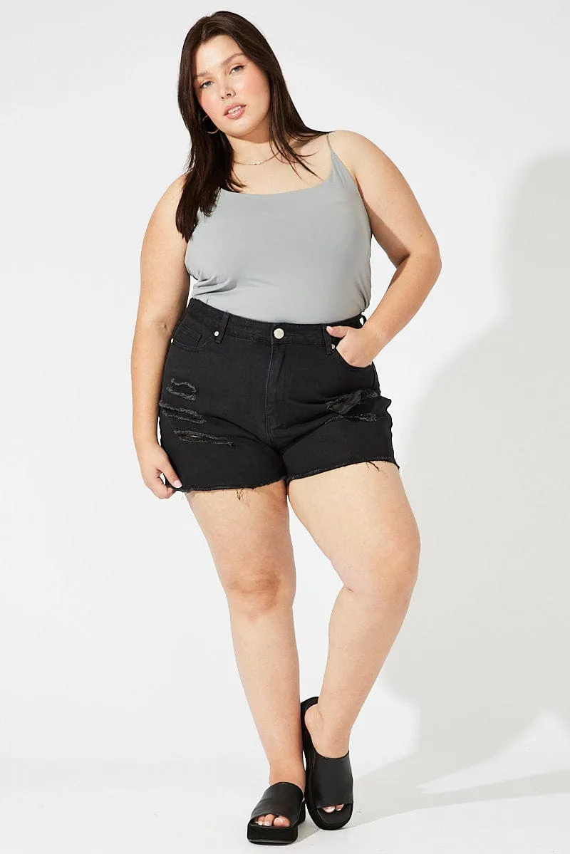 Sustain Glow Grey Singlet Top Scoop Neck Supersoft