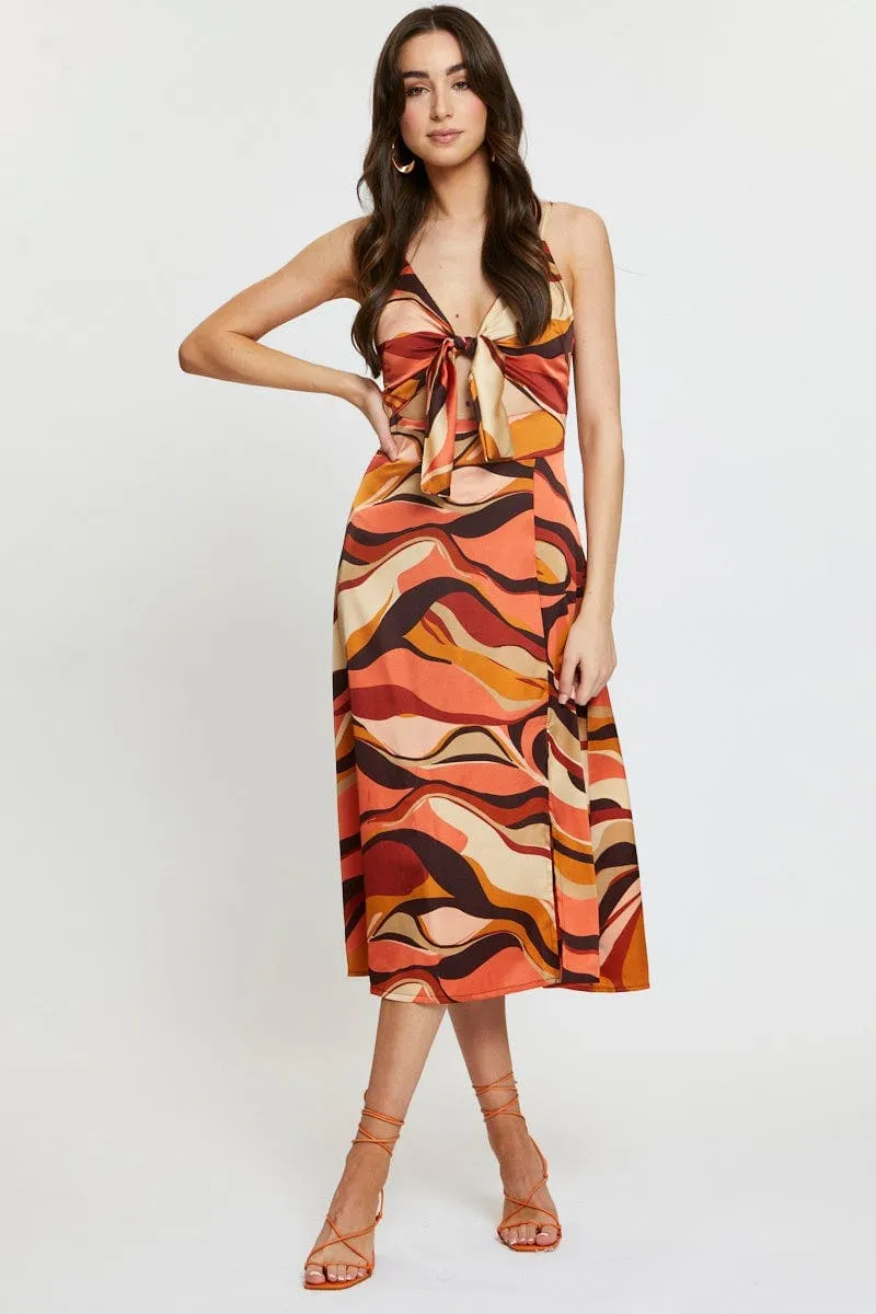 Print A Line Dress Midi Team Vibe ThermalInsulated