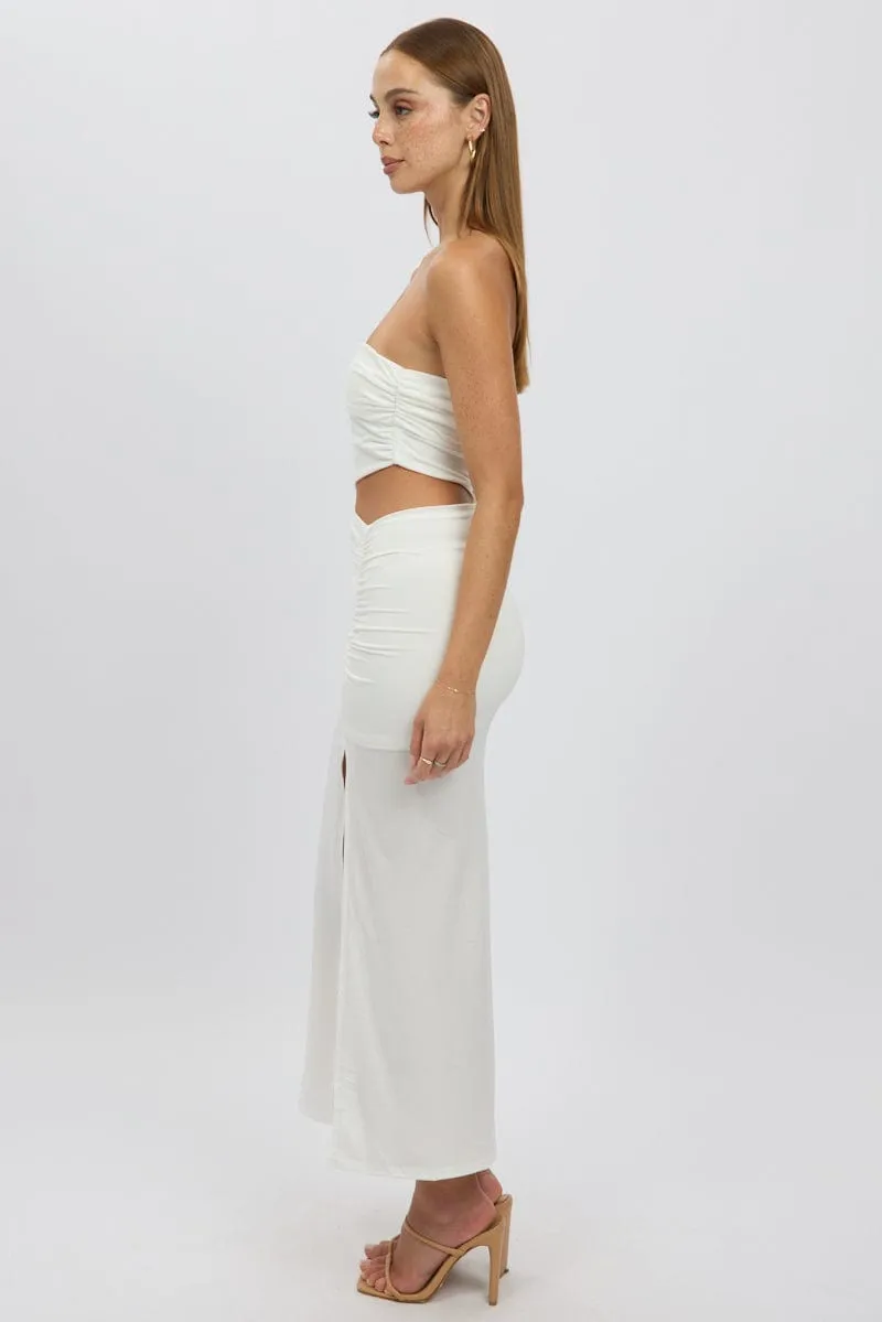 Professional Look Charm Core White Bodycon Dress One Shoulder Maxi