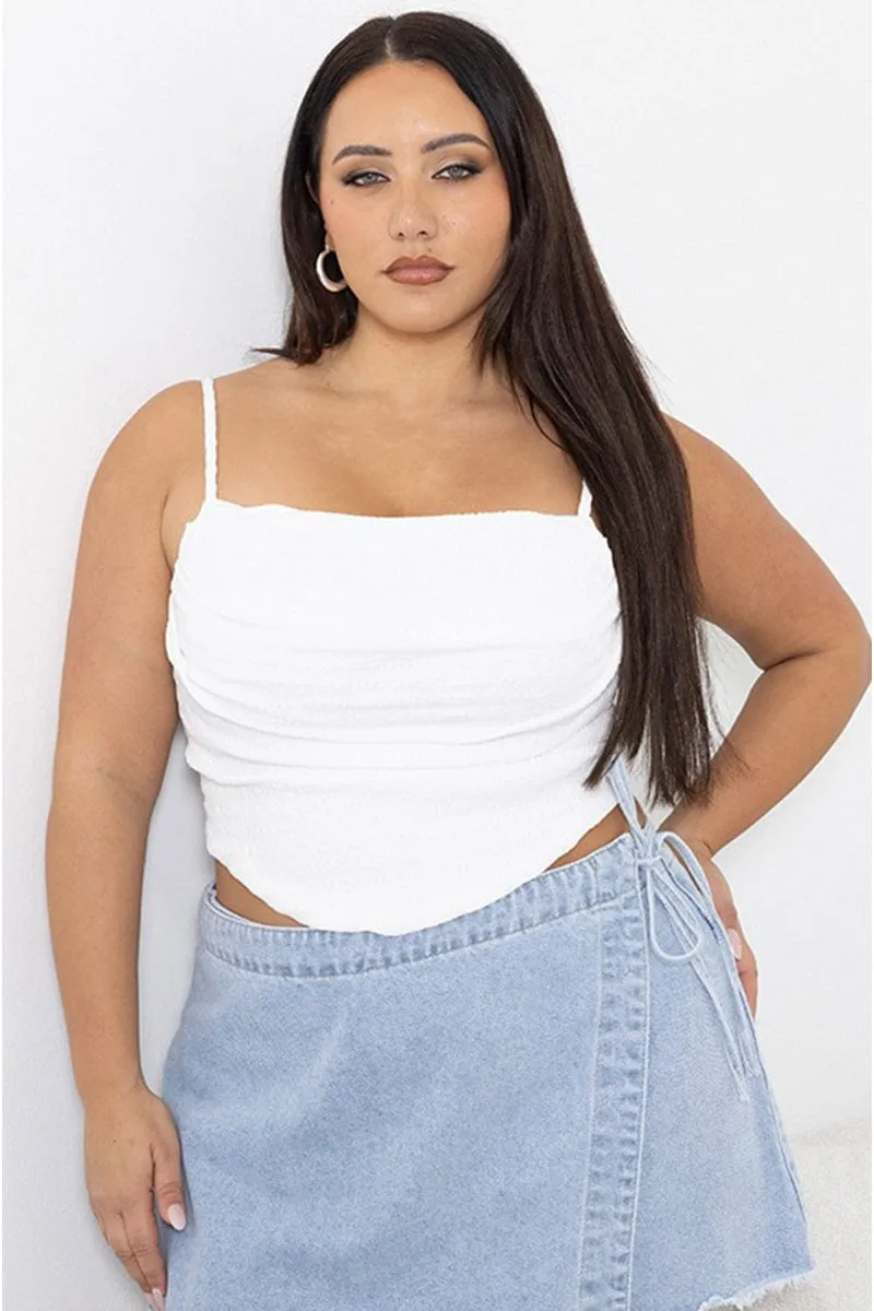 Myth Glow White Cami Top Sleeveless Cowl Neck Textured
