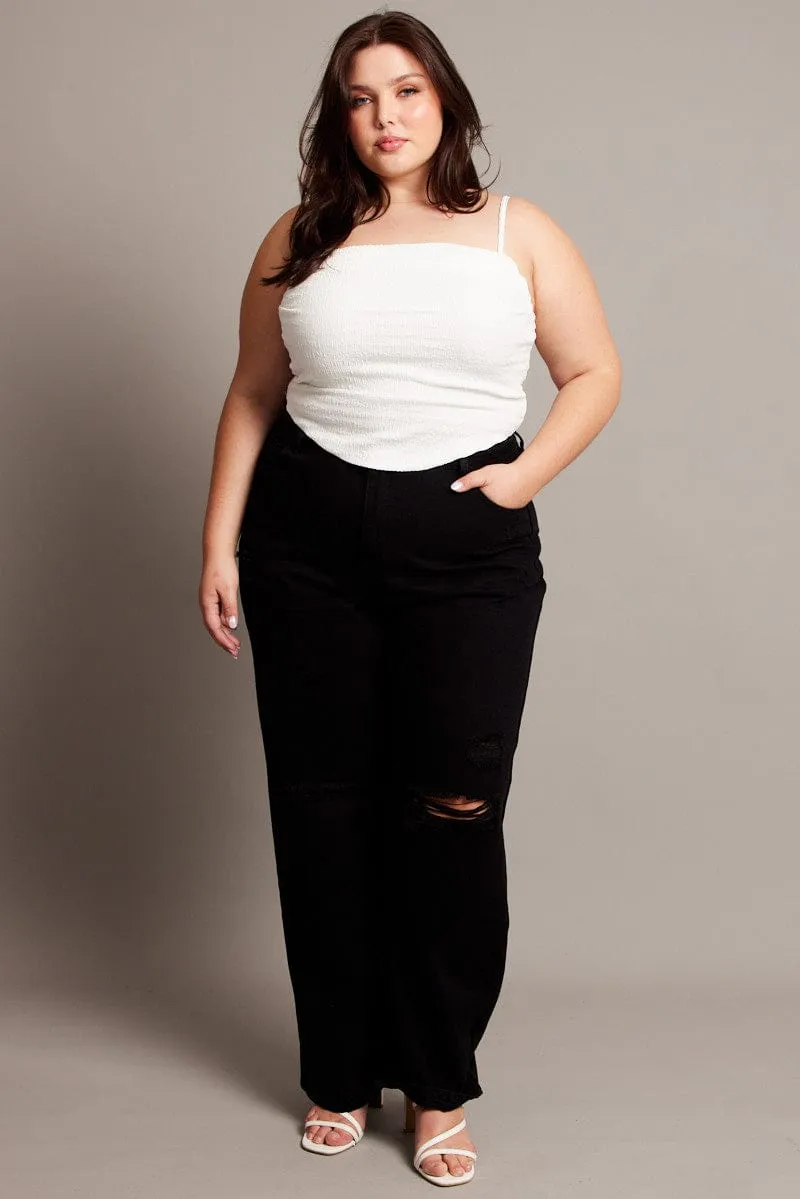 Activewear Luxury Apparel White Cami Top Sleeveless Cowl Neck Textured