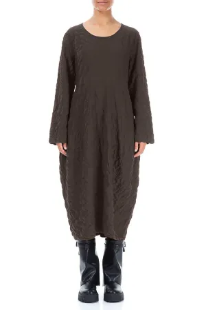 Balloon Forest Brown Pleated Silk Bamboo Dress EcoFriendlyTextile