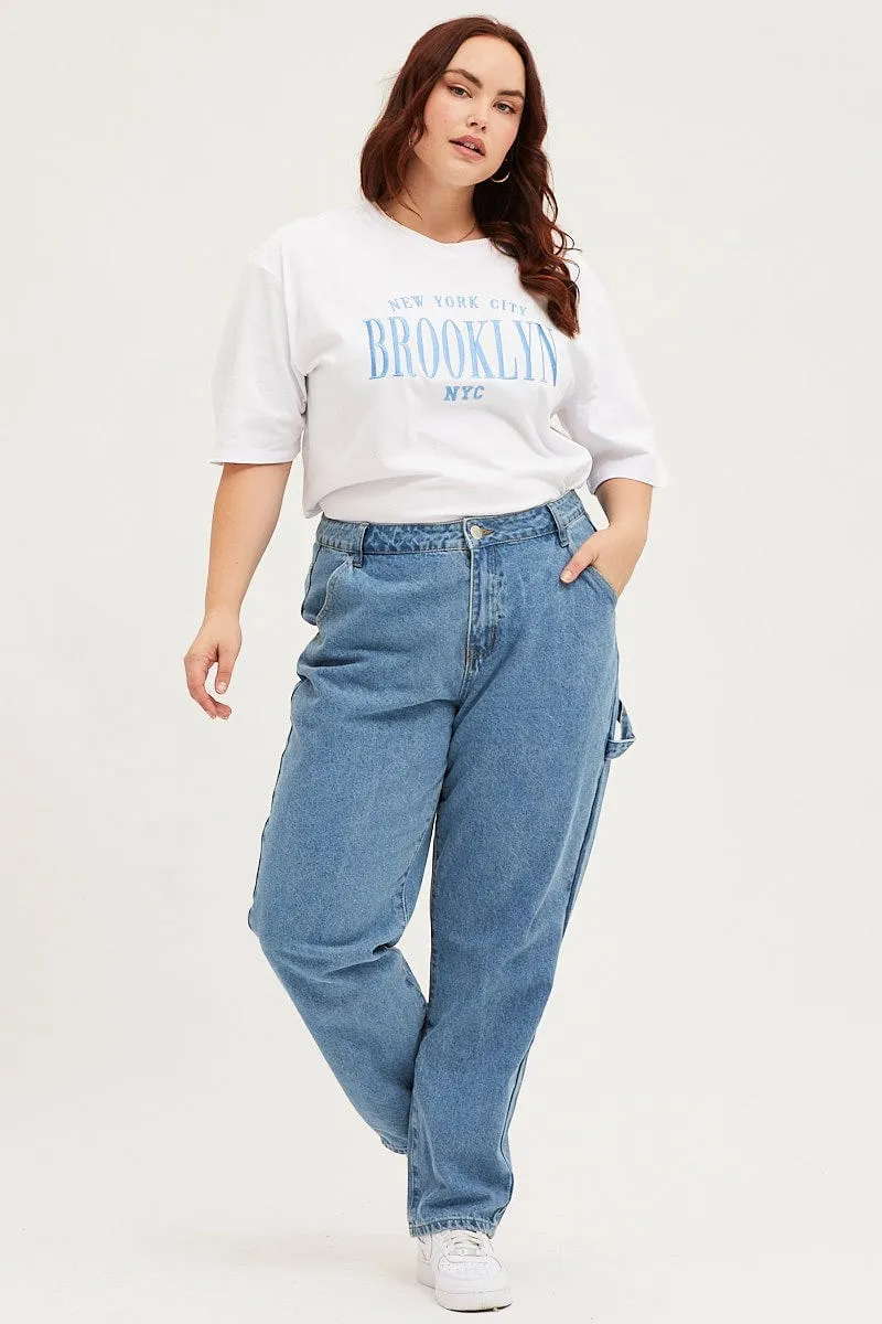 All Fit Use Staple Piece Blue High Rise Carpenter Denim Jeans