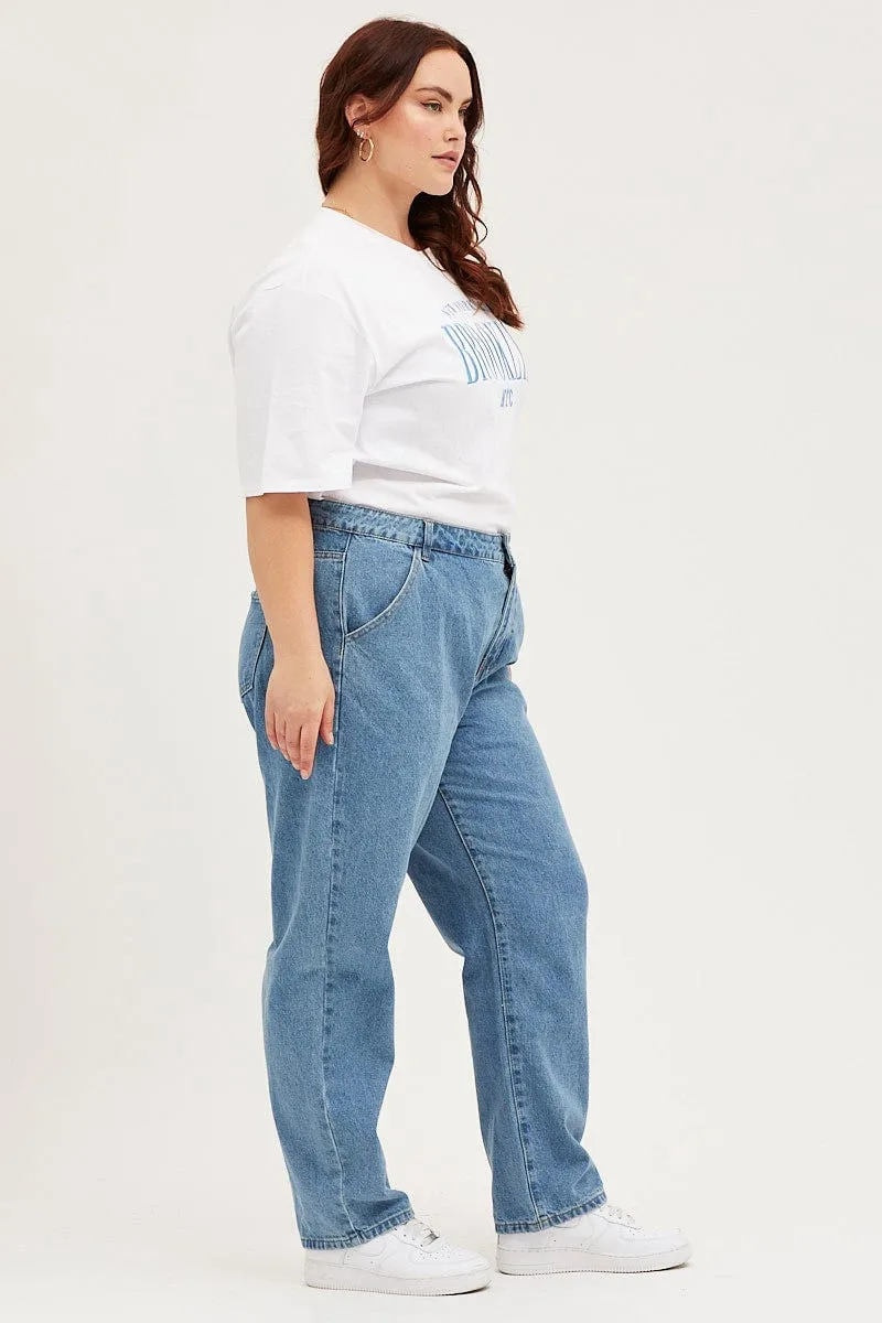 Blue High Rise Carpenter Denim Jeans Odor Control Treatment