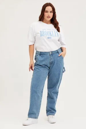 Modern Minimalist Urban Explorer Active Lifestyle Blue High Rise Carpenter Denim Jeans
