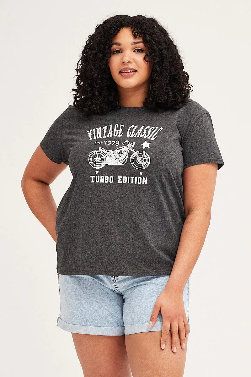 Fresh Outfit Grey Short Sleeve Regular Vintage Classic T-shirt