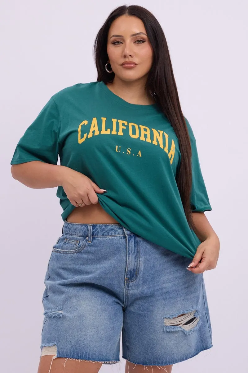 Outdoor Gear Green Graphic T shirt Short Sleeve Crew Neck