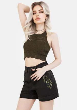 Swamplife Embroidered Denim Shorts Non Irritating Tagless Travel Shorts