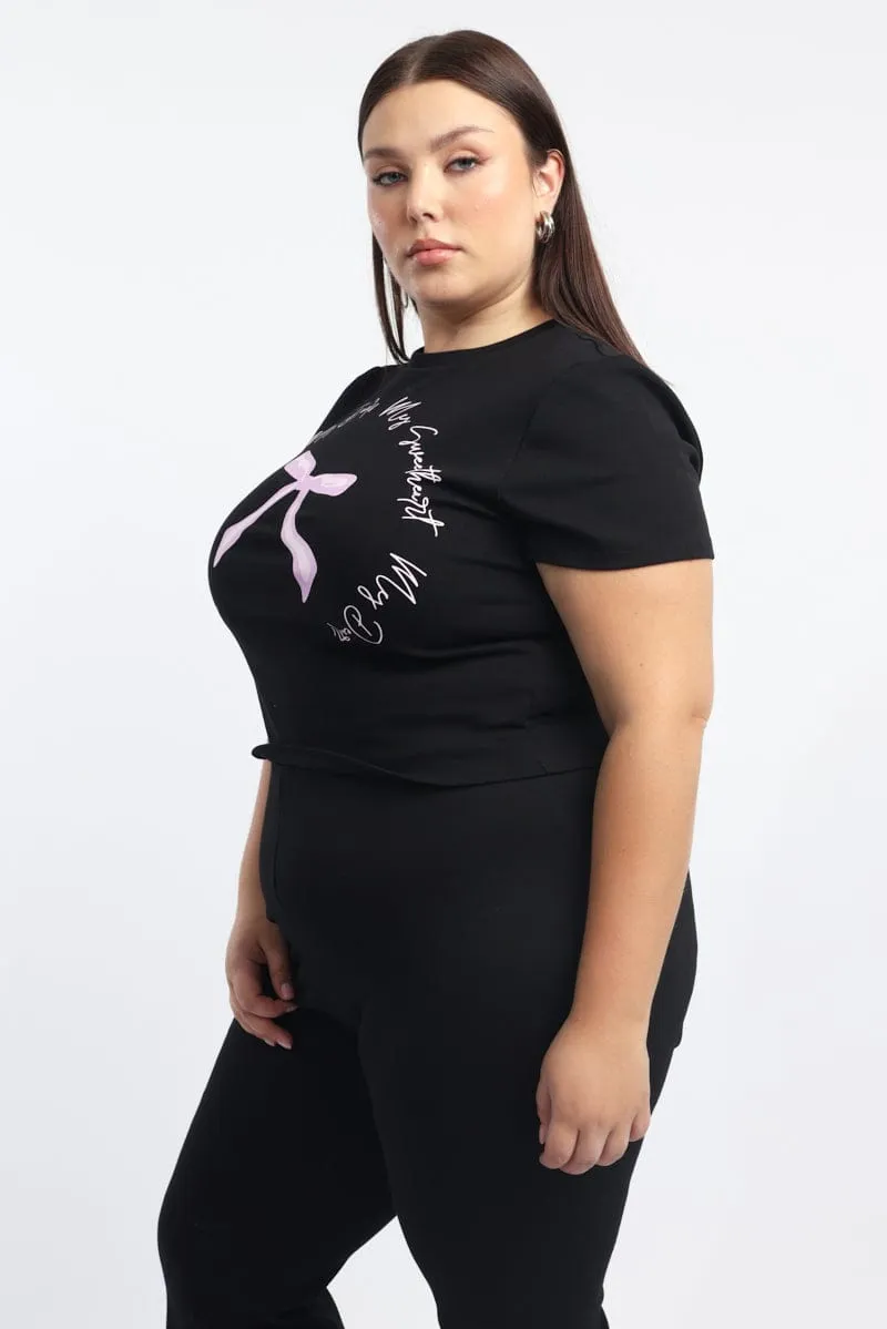 Effortless Vibe birthday party Black Graphic T Shirt Short Sleeve Crew Neck