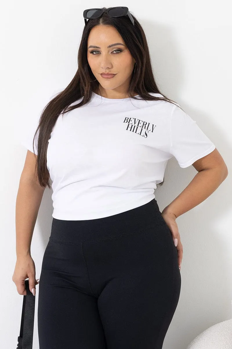 Classic Color Travel Fashion White Graphic T-shirt Short Sleeve Crew Neck