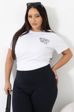 Classic Color Travel Fashion White Graphic T-shirt Short Sleeve Crew Neck