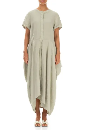 Drape Laurel Green Linen Dress Organza Fit
