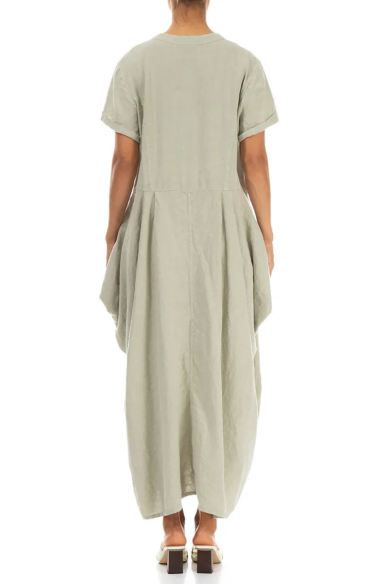Drape Laurel Green Linen Dress Couple Look