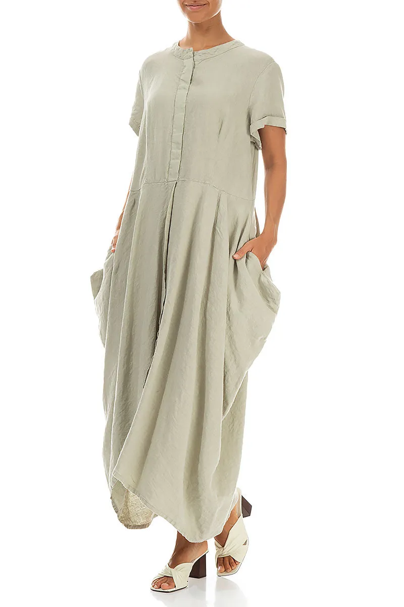 Drape Laurel Green Linen Dress Bride Side