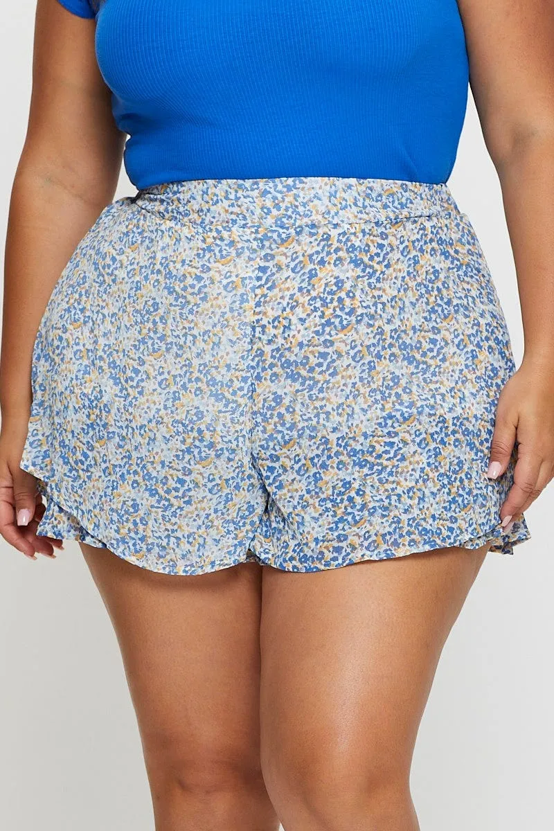 Aerated Seam Placement Low Care Ditsy Print Shorts High Rise Chiffon Double Layer