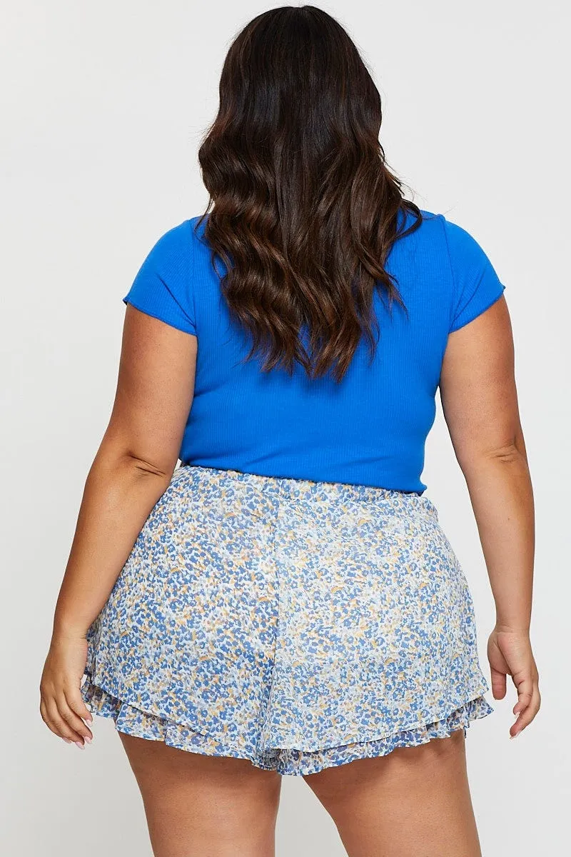 Ditsy Print Shorts High Rise Chiffon Double Layer MultiPocket System Ventilation Panels
