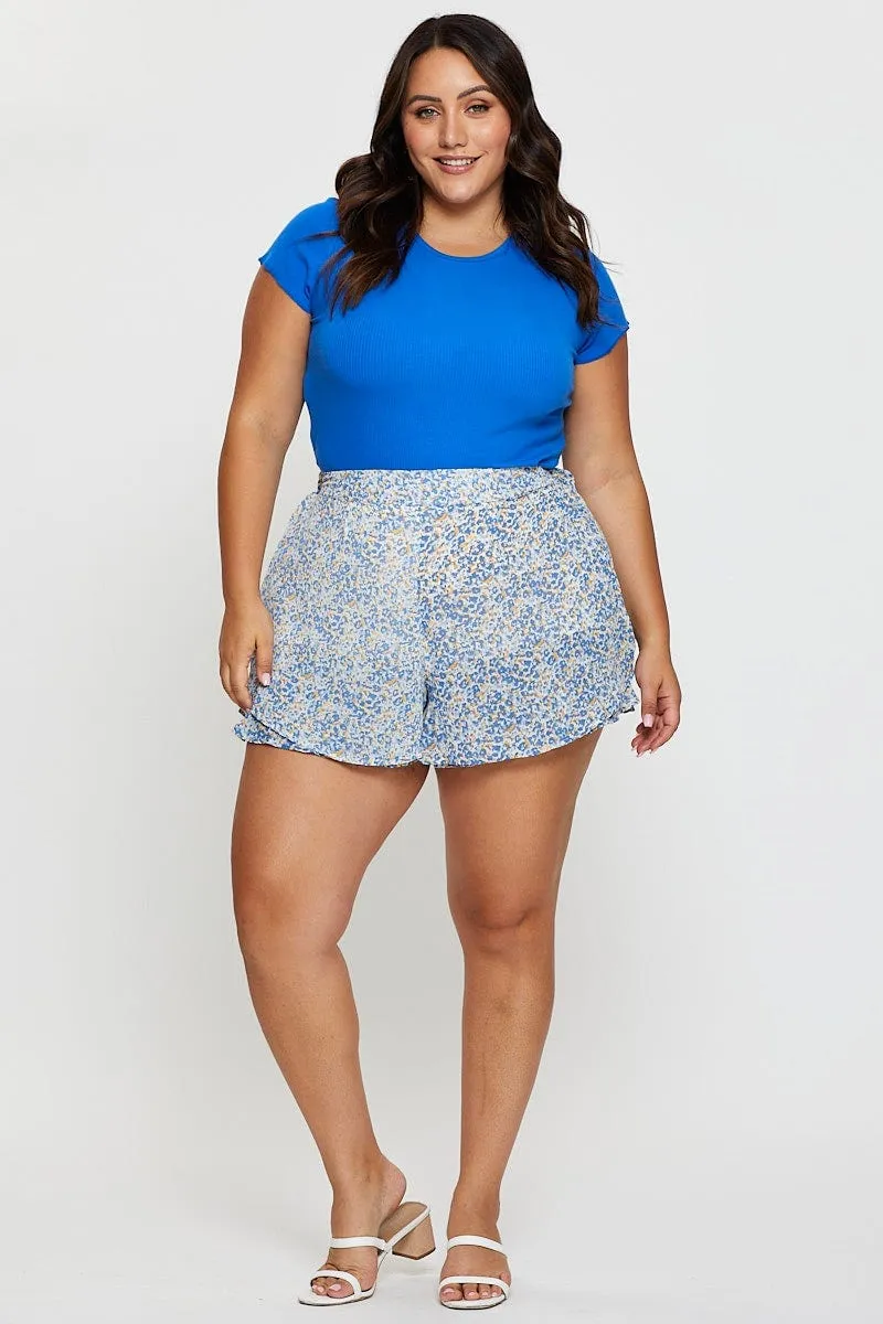 Cozy Pajama Pants Ditsy Print Shorts High Rise Chiffon Double Layer