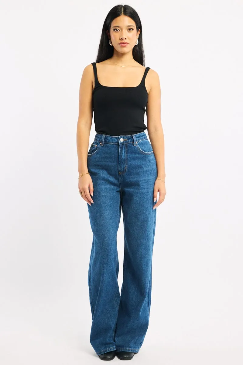 Cool Design Dream Base Black Tank Top Double Layered Rib