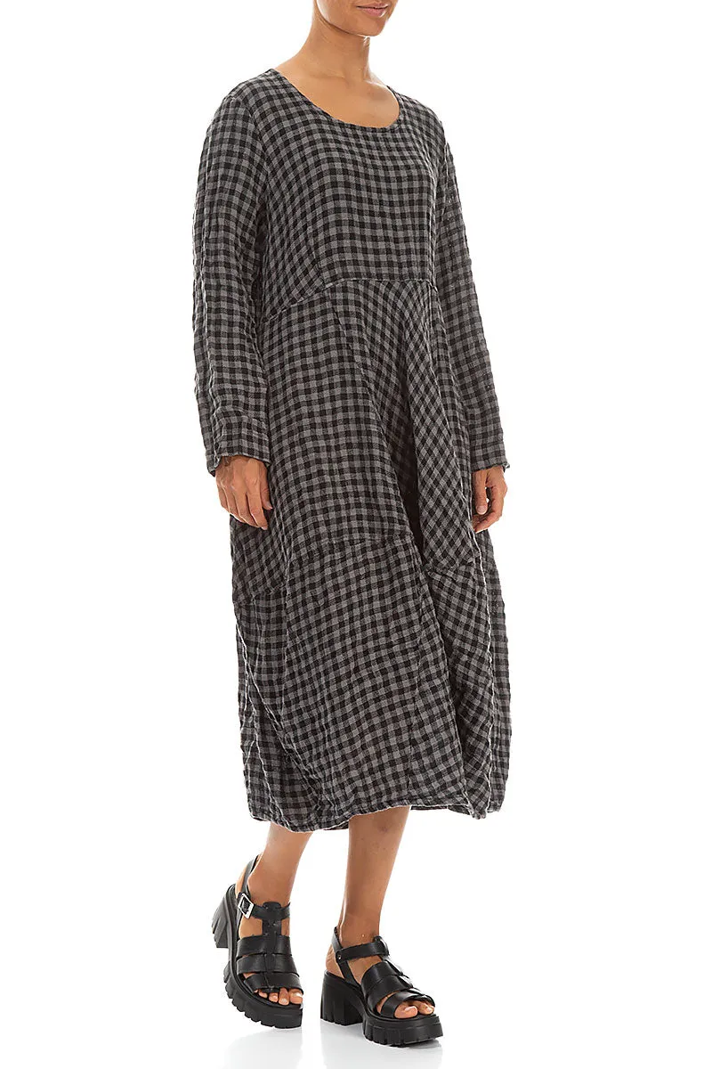 TemperatureRegulating Balloon Grey Check Linen Dress