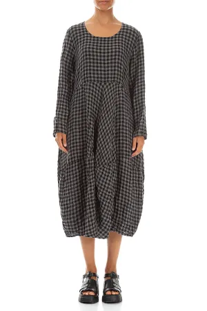 Trendy sneakers AntiSnagTechnology Balloon Grey Check Linen Dress