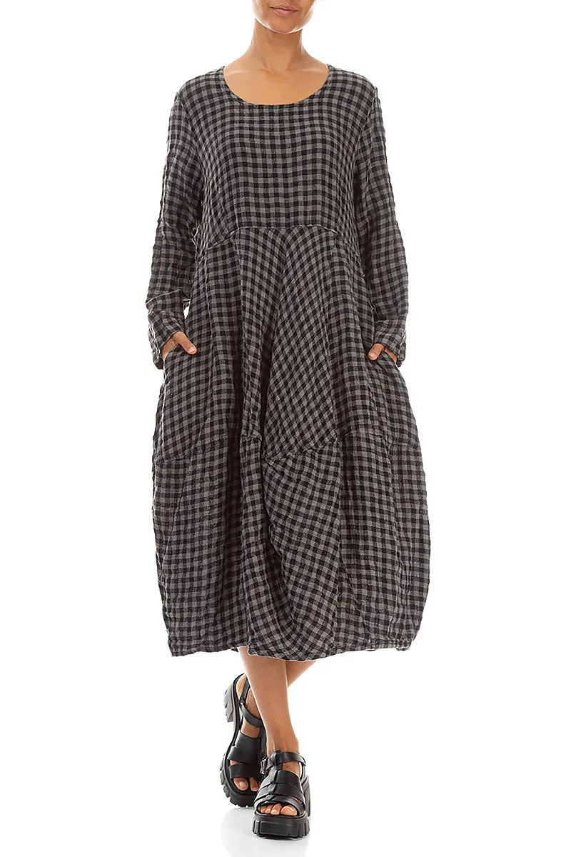 Balloon Grey Check Linen Dress New Day DurableStitching