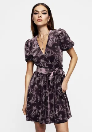Deception Snake Foil Print Velour Mini Wrap Dress Beat Hot