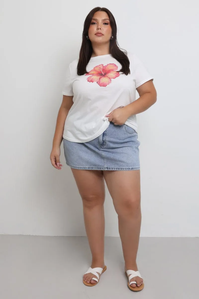 Stylish Wear White Graphic T Shirt Short Sleeve Crew Neck