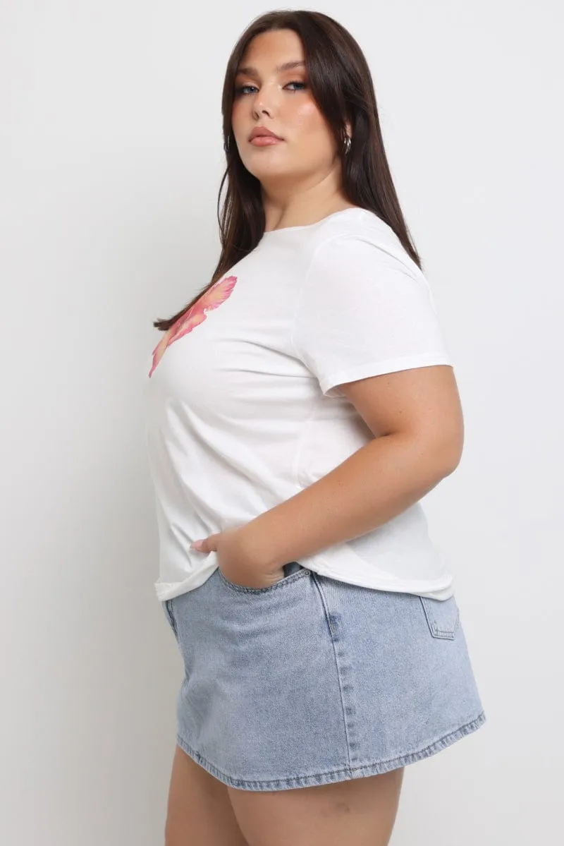 White Graphic T Shirt Short Sleeve Crew Neck Hiking durability Holiday Casual