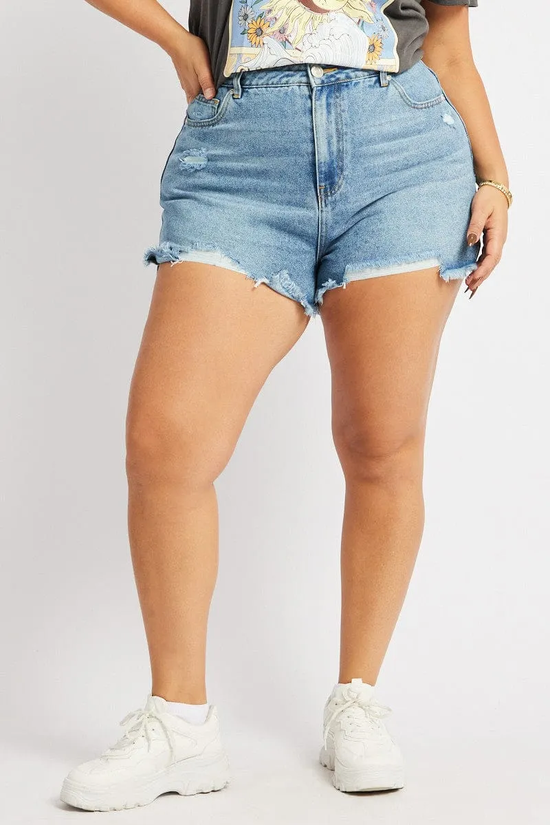 Denim Relaxed Shorts High Rise Day Off BiasCut Trims