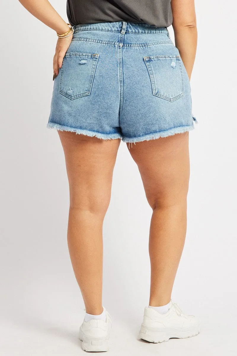 Mature Charm Spark Glow Denim Relaxed Shorts High Rise