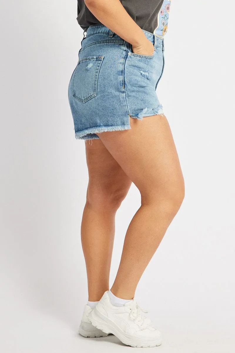 HighVisibility UVProtectionFabric Denim Relaxed Shorts High Rise