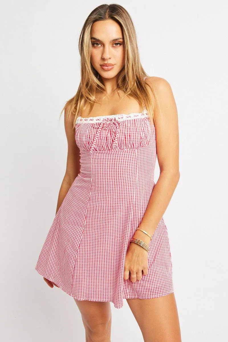 Timeless Blazer Red Check Mini Dress Strappy