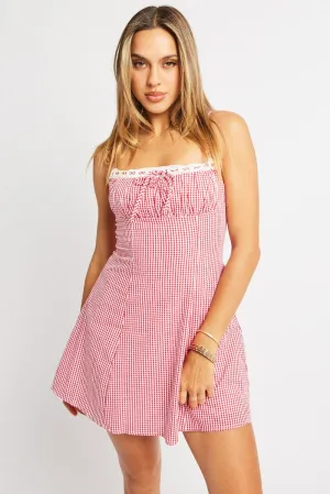 Timeless Blazer Red Check Mini Dress Strappy