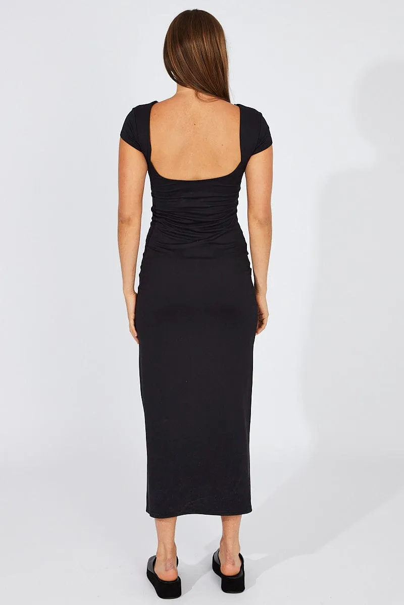 Bright and airy maxi Black Supersoft Maxi Dress Short Sleeve